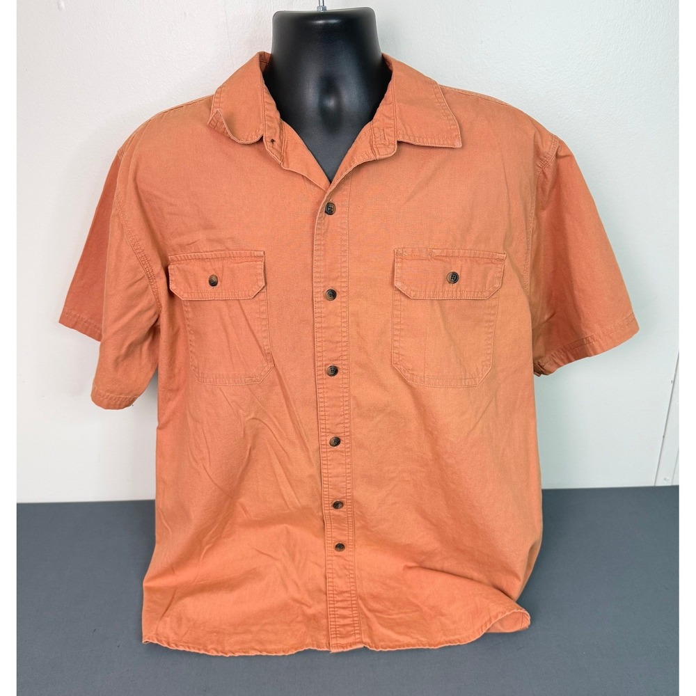 CE Schmidt Workwear Men's Classic Button Front Cotton Shirt Orange Size Large